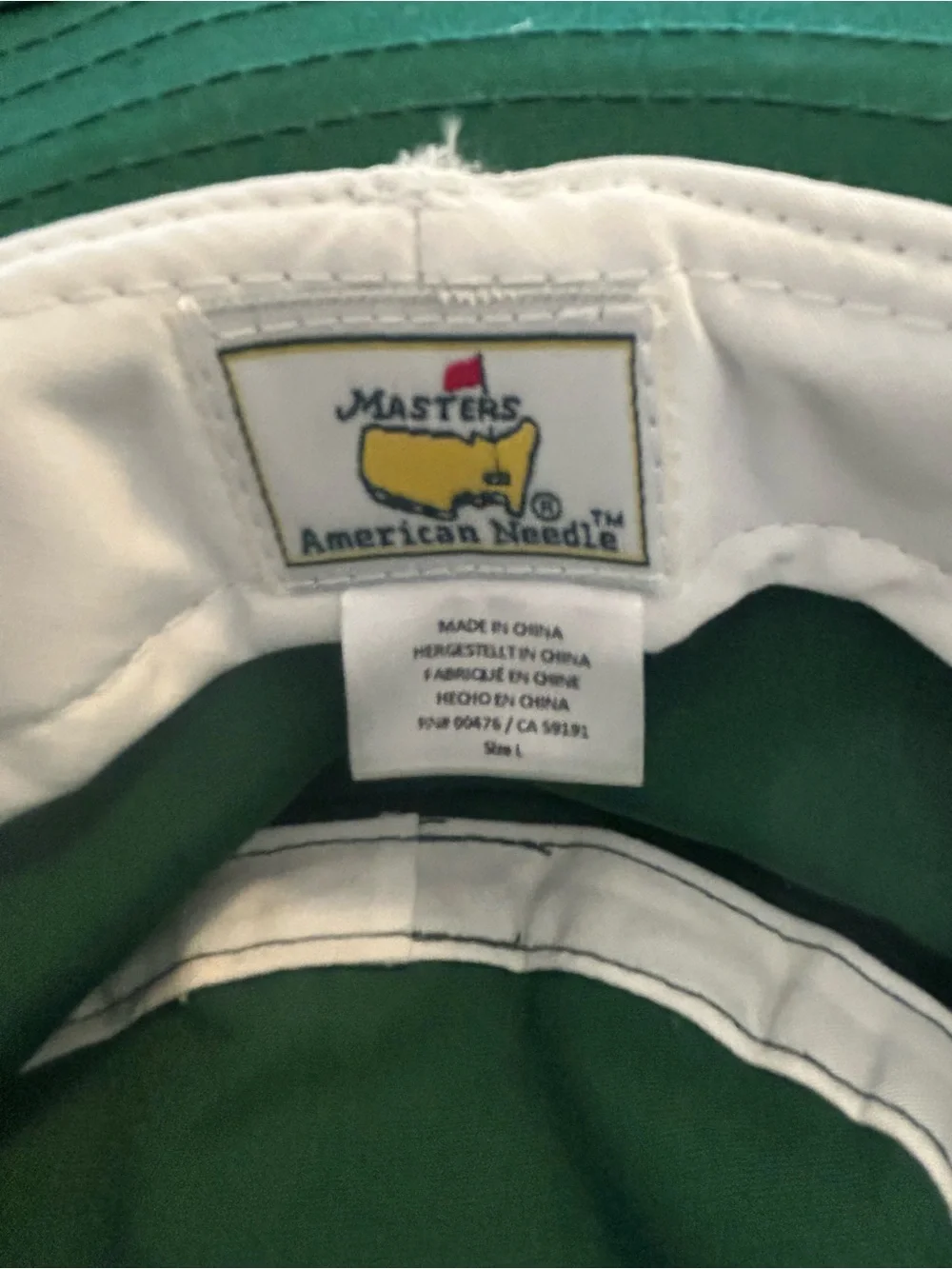 American Needle Masters Green Bucket Hat with Yellow Logo and White Stripes